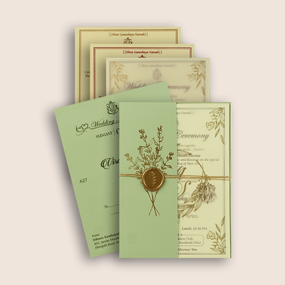 Pista Green Floral Wedding Invitation - KMARA270