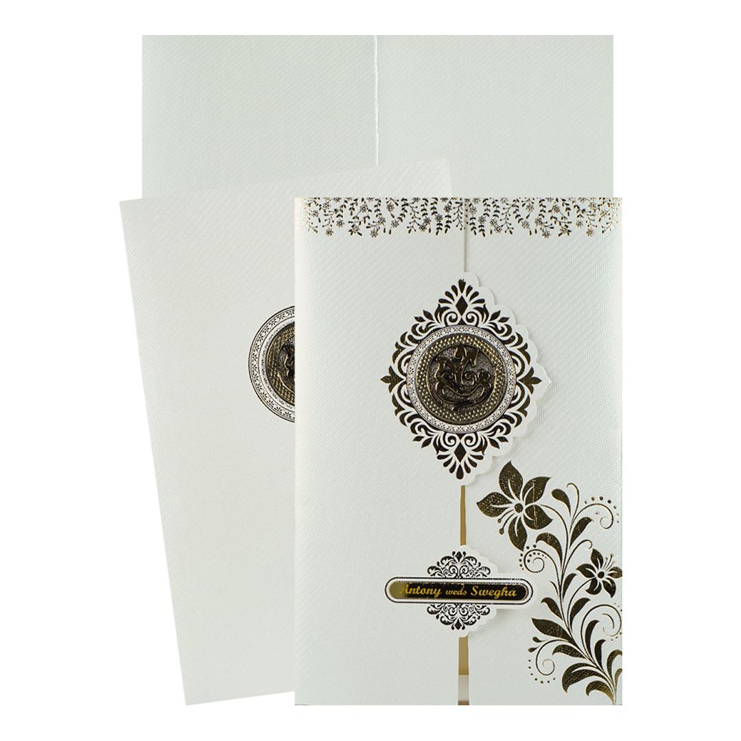 Silver Gold Floral Wedding Card-KNKTW049