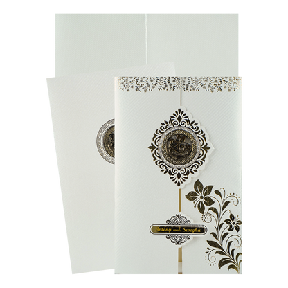 Silver Gold Floral Wedding Card-KNKTW049
