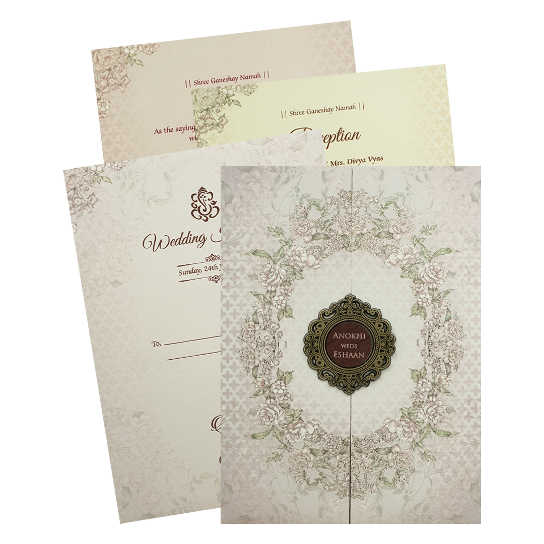 Lavender Floral Wreath Wedding Card-KJTS3650