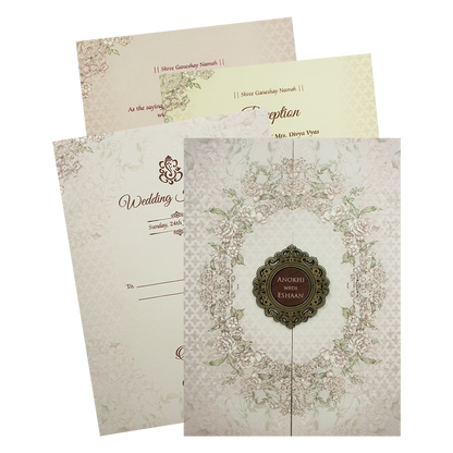 Lavender Floral Wreath Wedding Card-KJTS3650