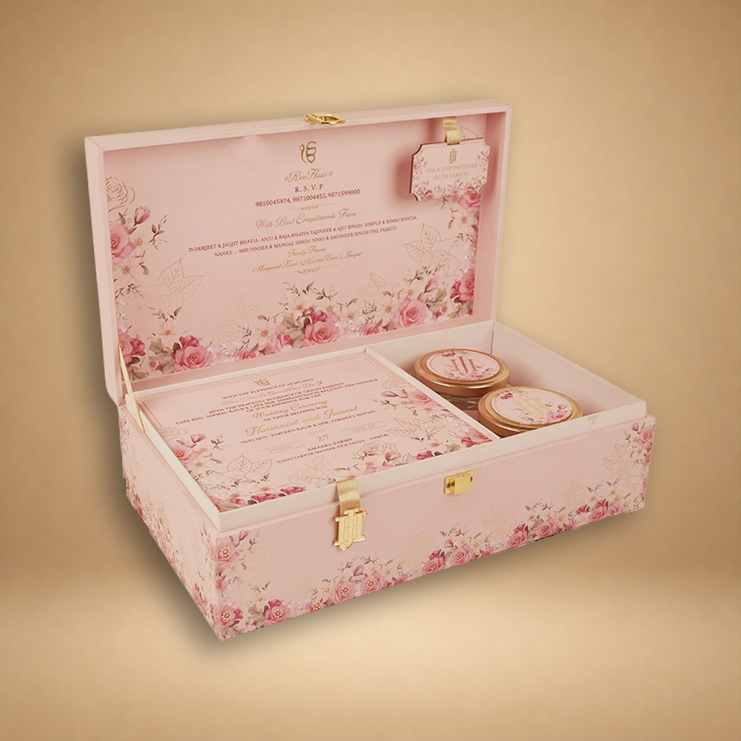 Pink Premium Rose Floral Luxury Invitation Box - KNLW202535