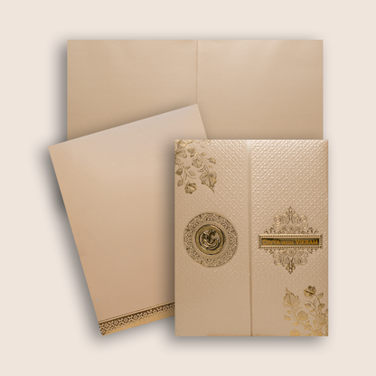 Metallic Pink Embossed Door Style Invitation Card - KNL1301P