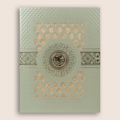 Green Laser Cut Floral Wedding Card - KNL1305G