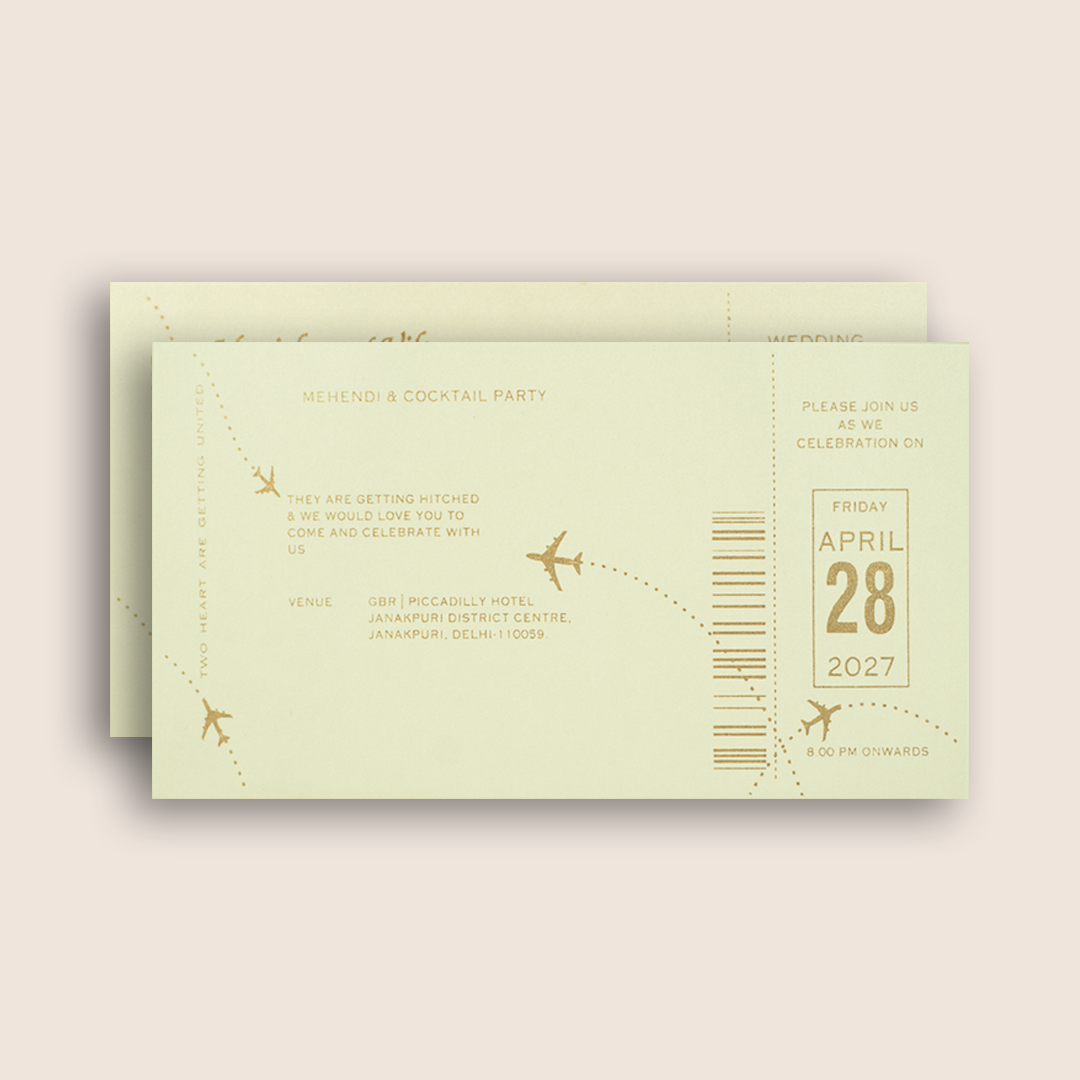 White Green Passport Invitation Card - KMARA301
