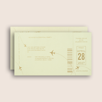 White Green Passport Invitation Card - KMARA301
