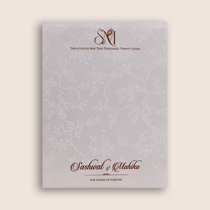 Light Ivory Floral Padded Wedding Invitation Card - KRE29120