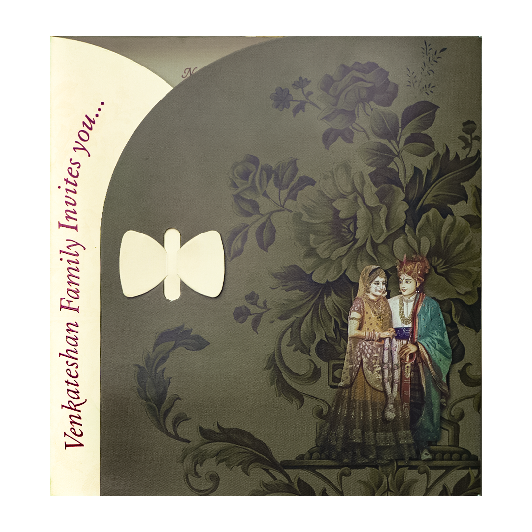 Green Floral Bride Groom Wedding Card-KNTH9611M