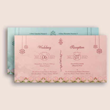 Grey Embossed Lotus Flower Wedding Invitation - KVN08030