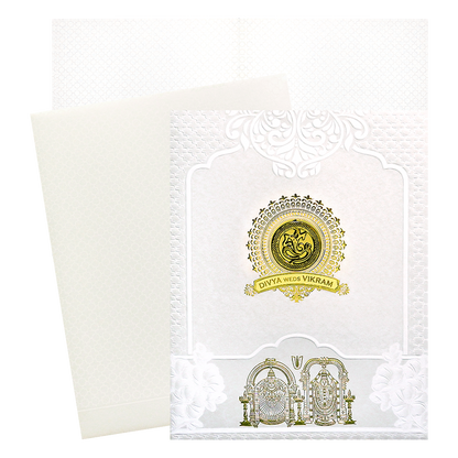 White Balaji Padmavathi Wedding Card-KNJS2090