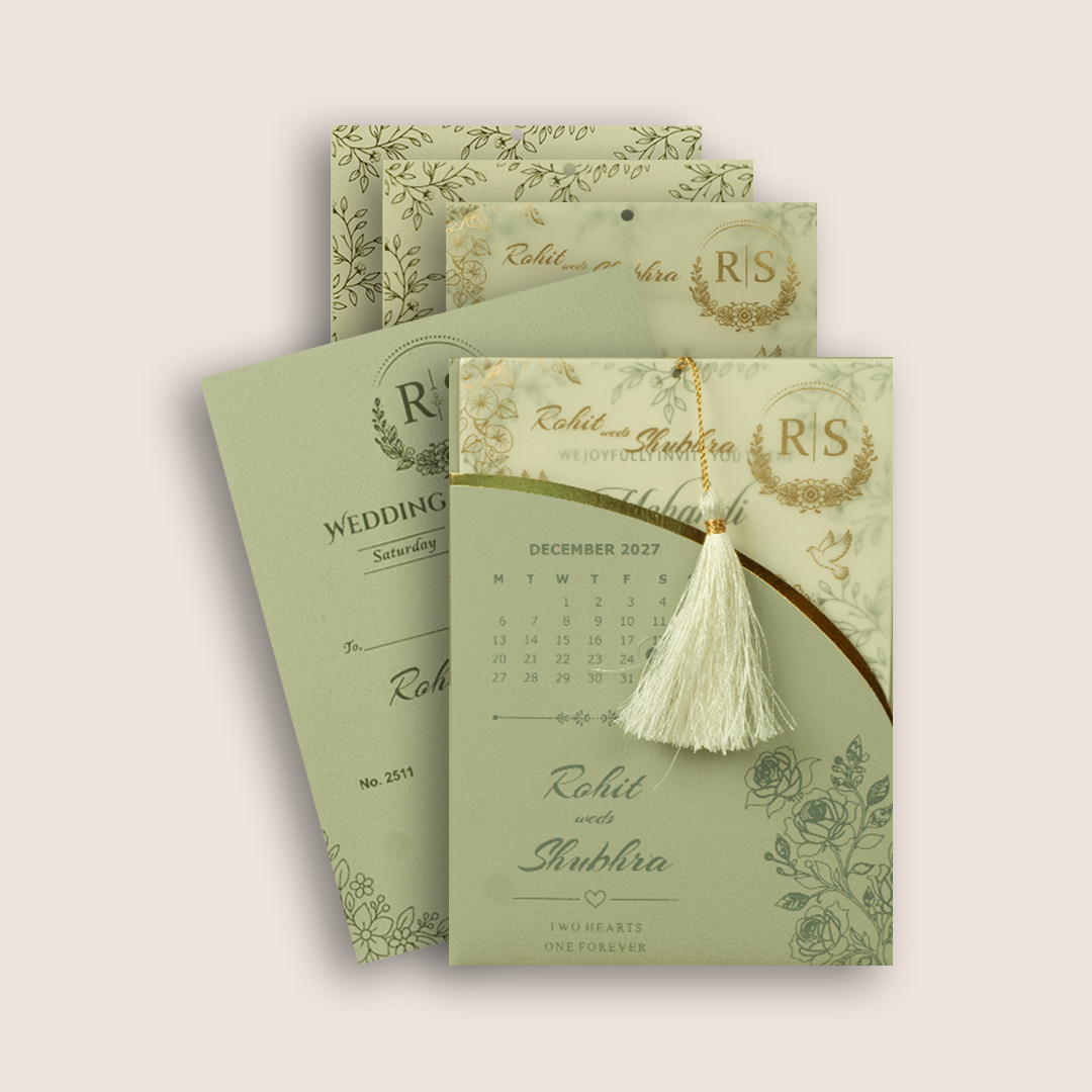 Light Grey Laser Cut Floral Wedding Invitation - KJP25110