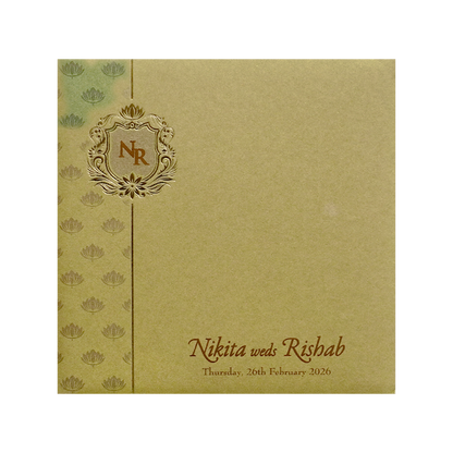 Gold Lotus Pattern Wedding Invitation Card-KPR06190