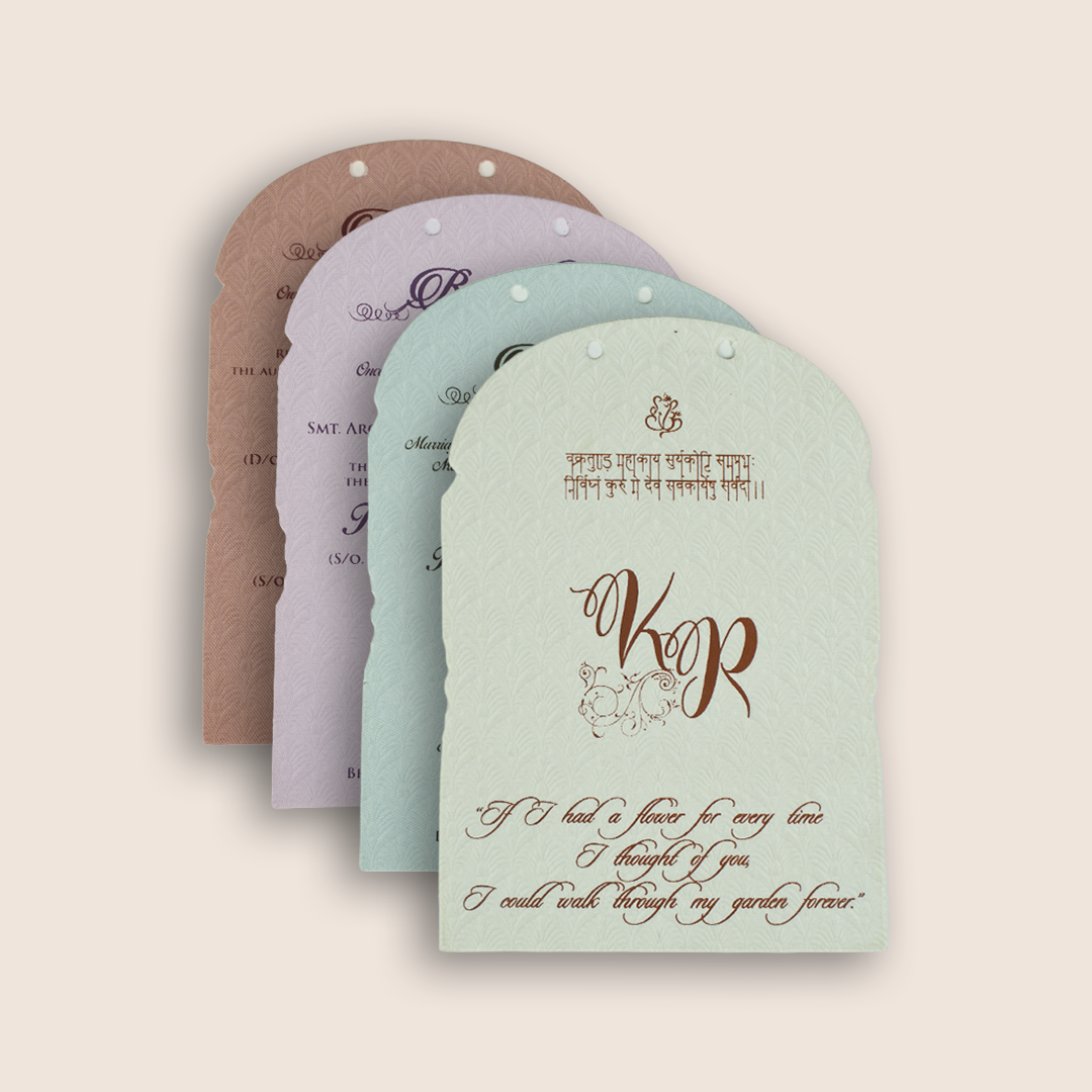 Dark Beige MDF Floral Laser Cut Wedding Card - KJTS1938