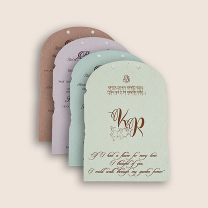 Dark Beige MDF Floral Laser Cut Wedding Card - KJTS1938