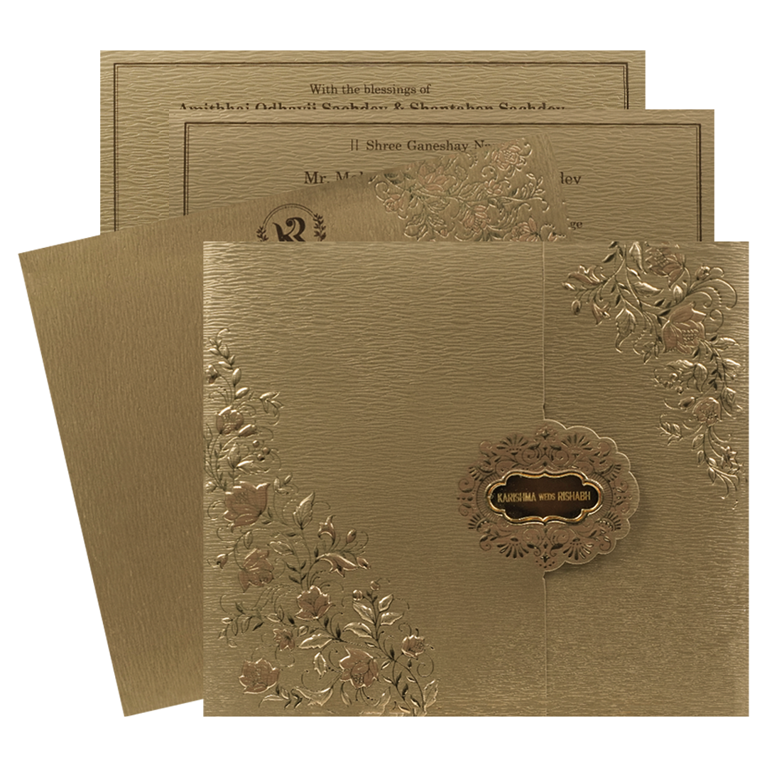 Gold Floral Ornate Wedding Card-KSI64900