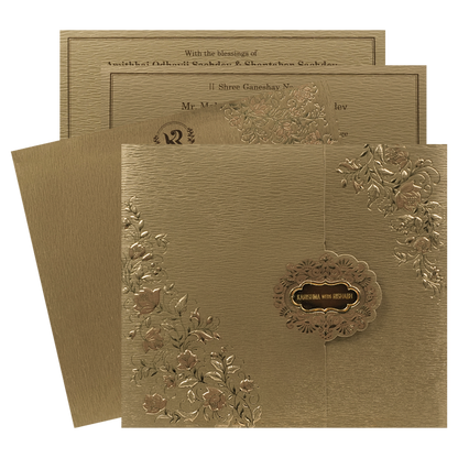 Gold Floral Ornate Wedding Card-KSI64900