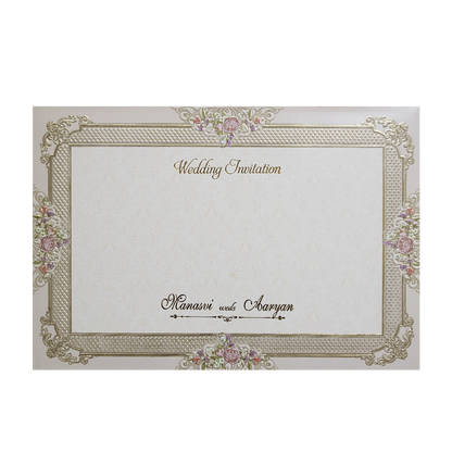 Cream Gold Floral Padded Wedding Card- KMMWD1144