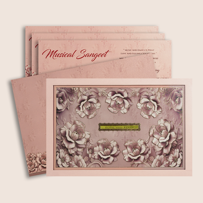 Pale Pink Laser Cut Padded Wedding Card - KPR024840