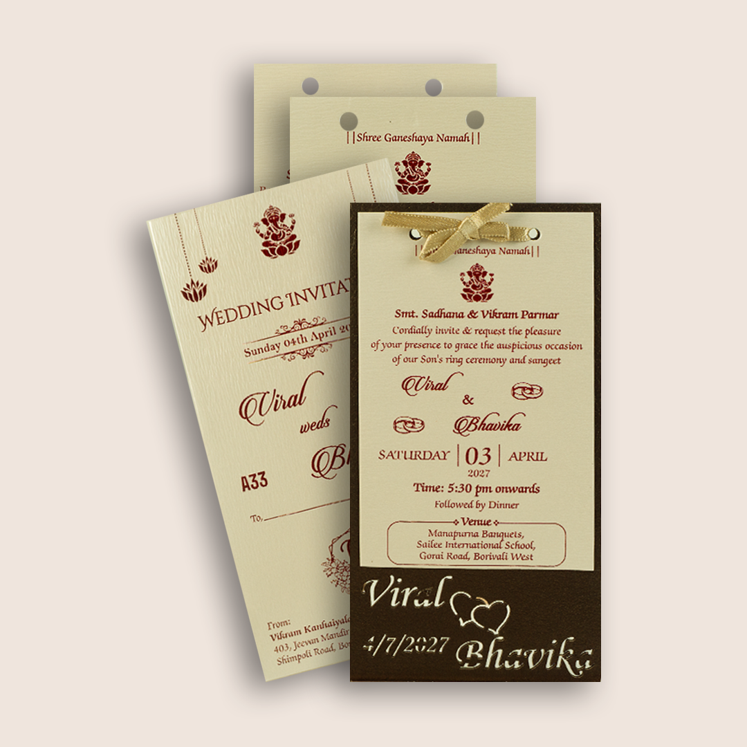 Brown MDF Wedding Invitation - KMARA330