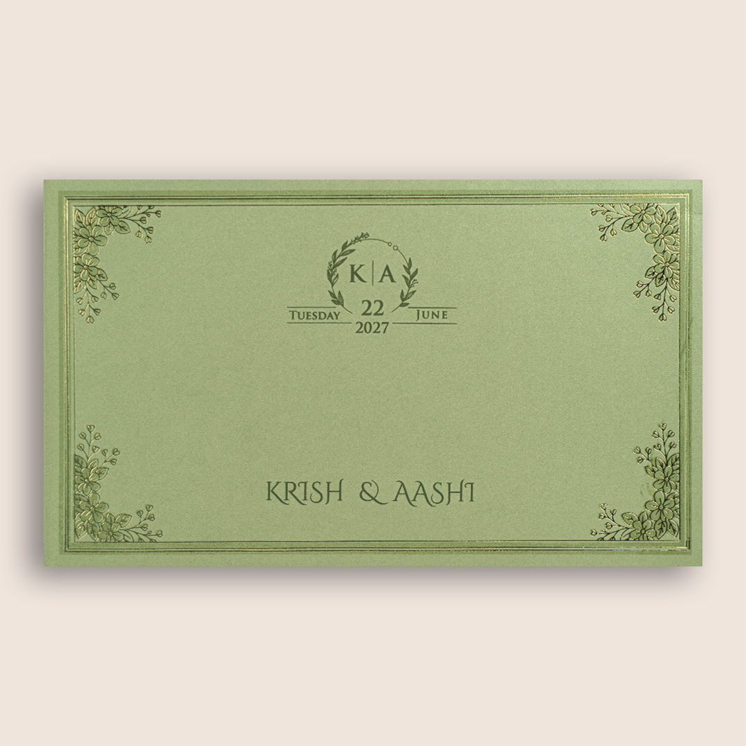 Pista Green Floral Invitation Card - KPR07490