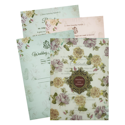 Check out Vellum Floral Wedding Card at best price.✅WhatsApp Support ✅Express Delivery.|King of cards.