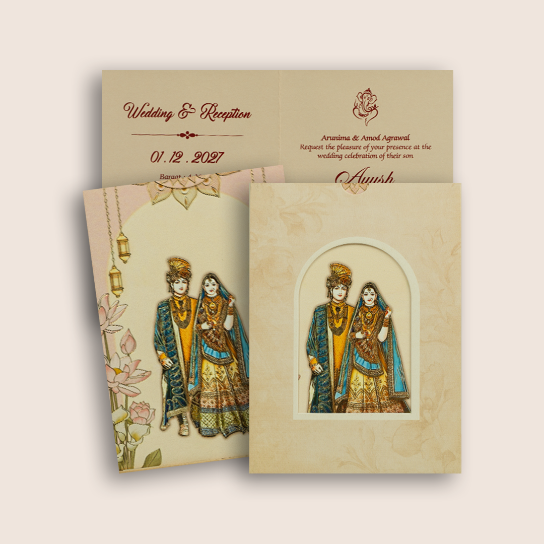 Pink Bride Groom Wedding Invitation Card - KPR07330