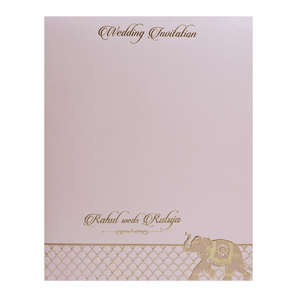 Pink Gold Elephant Arch Padded Wedding Card - KMMWD1118