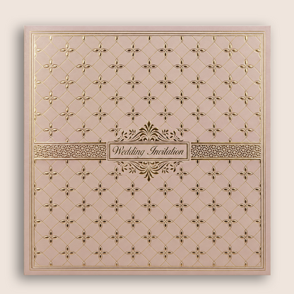 Metallic Pink Floral Pattern Wedding Invitation Card - KNPR3301P
