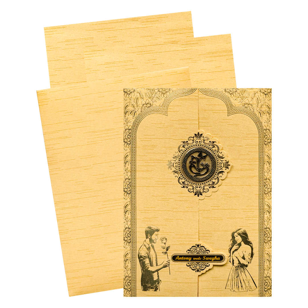 Gold Door Style Couple Wedding Card - KNM2902G