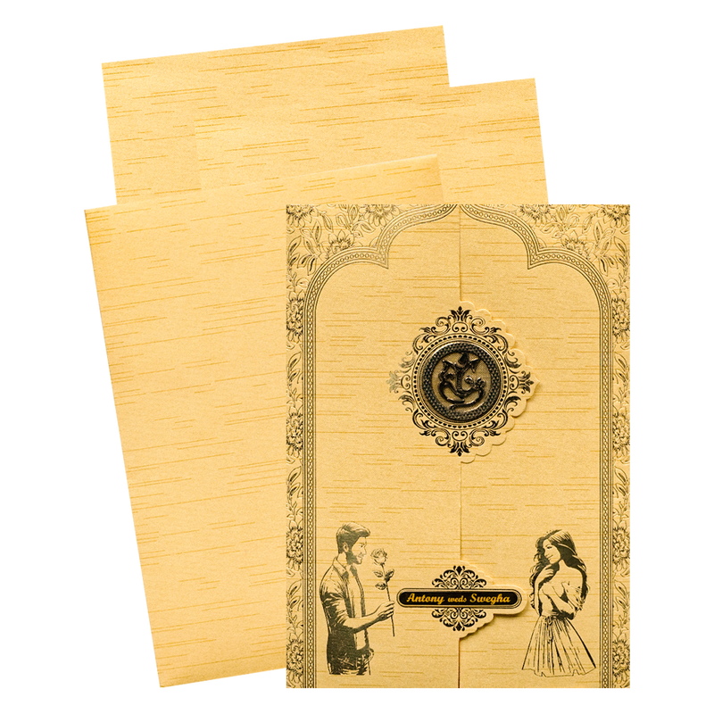 Gold Door Style Couple Wedding Card - KNM2902G