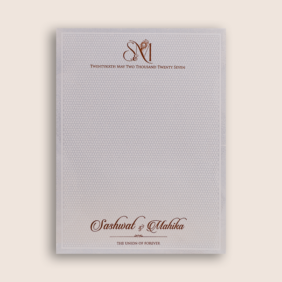 White Embossed Floral Wedding Invitation Card - KRE29510