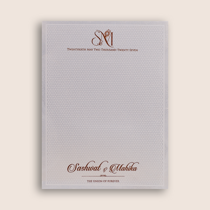 White Embossed Floral Wedding Invitation Card - KRE29510