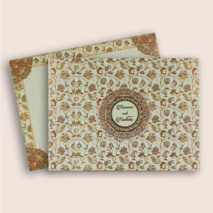 Cream Colourful Floral Wedding Card - KAA05390