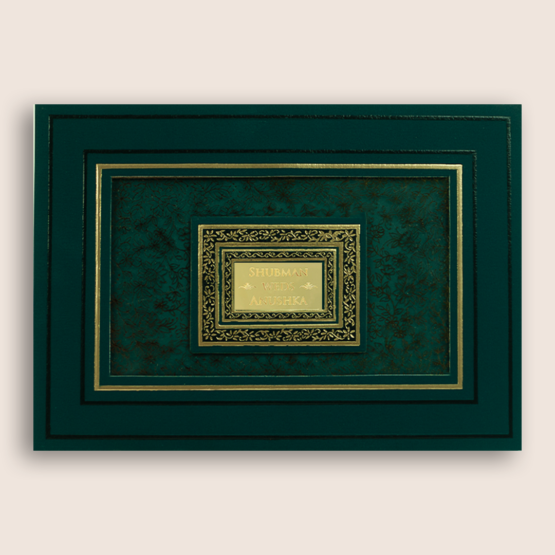 Teal Blue Floral Padded Wedding Invitation - KRB10451
