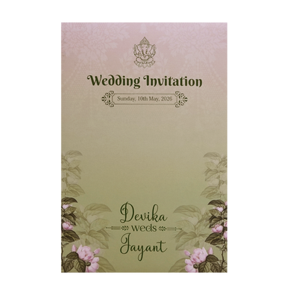 Sage Green Floral Hanging LightsPadded Wedding Card - KVN07330
