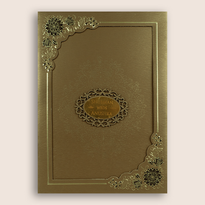 Gold Floral Laser Cut Padded Invitation Card - KRB09670