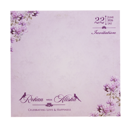 Ivory Lavender Floral Laser-cut Wedding Card - KFR15160