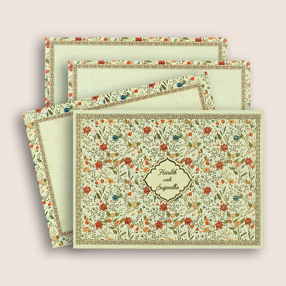 White Floral Colourfull Padded Wedding Card - KAA05470
