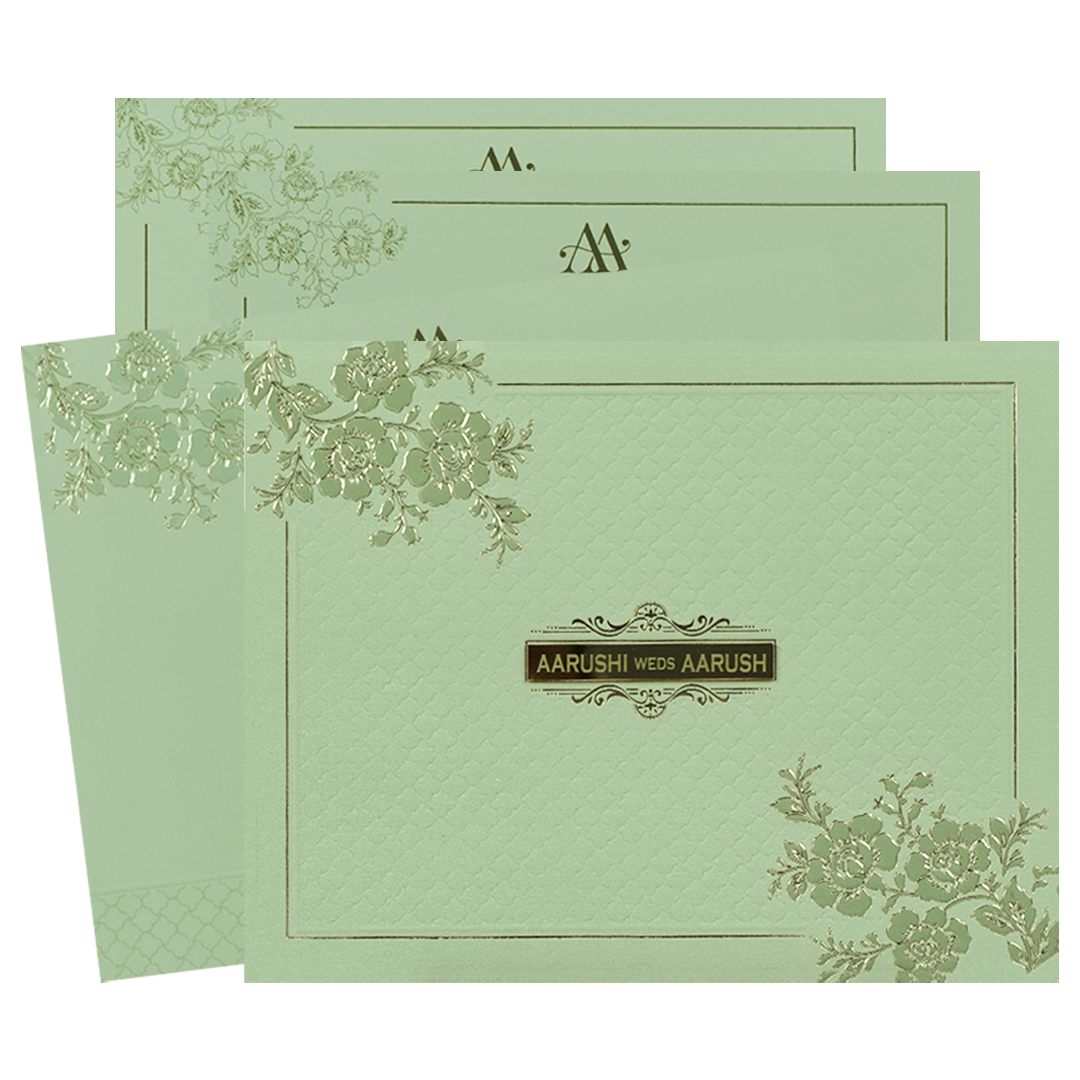 Sage Green Floral Textured Wedding Card-KSI64740
