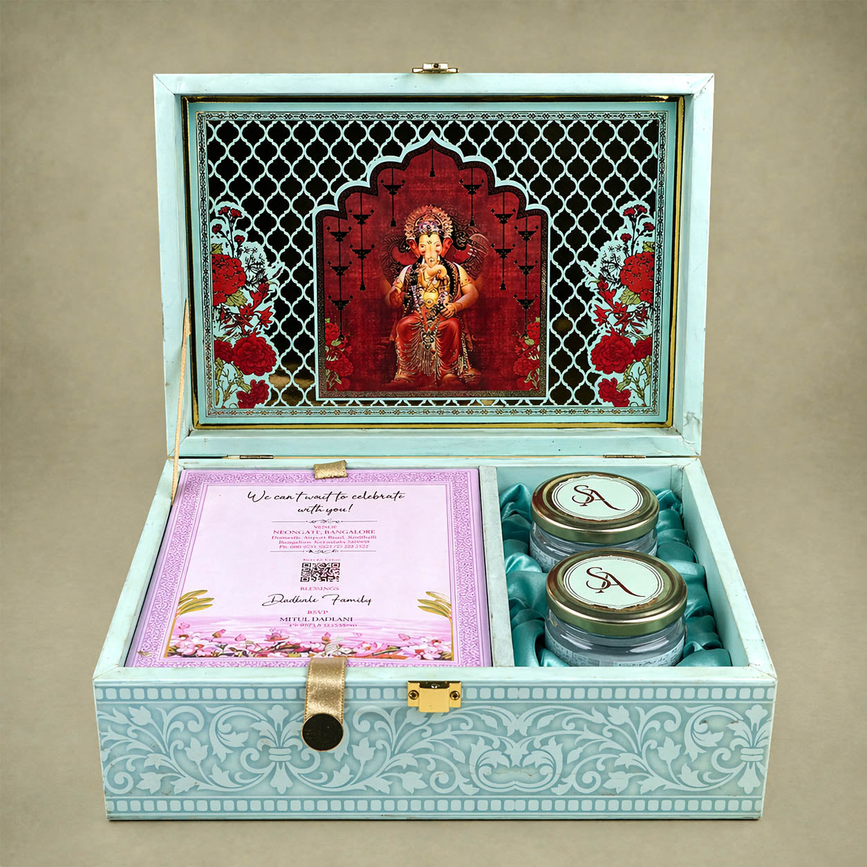 Blue Premium Bride Groom Luxury Invitation Box - KNLW20257