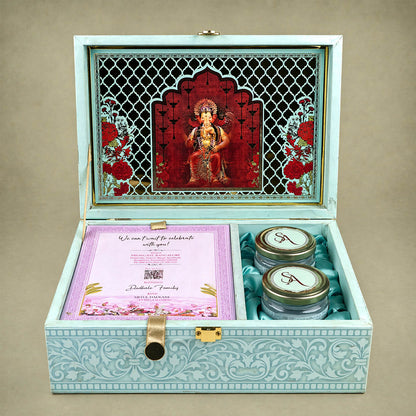 Blue Premium Bride Groom Luxury Invitation Box - KNLW20257