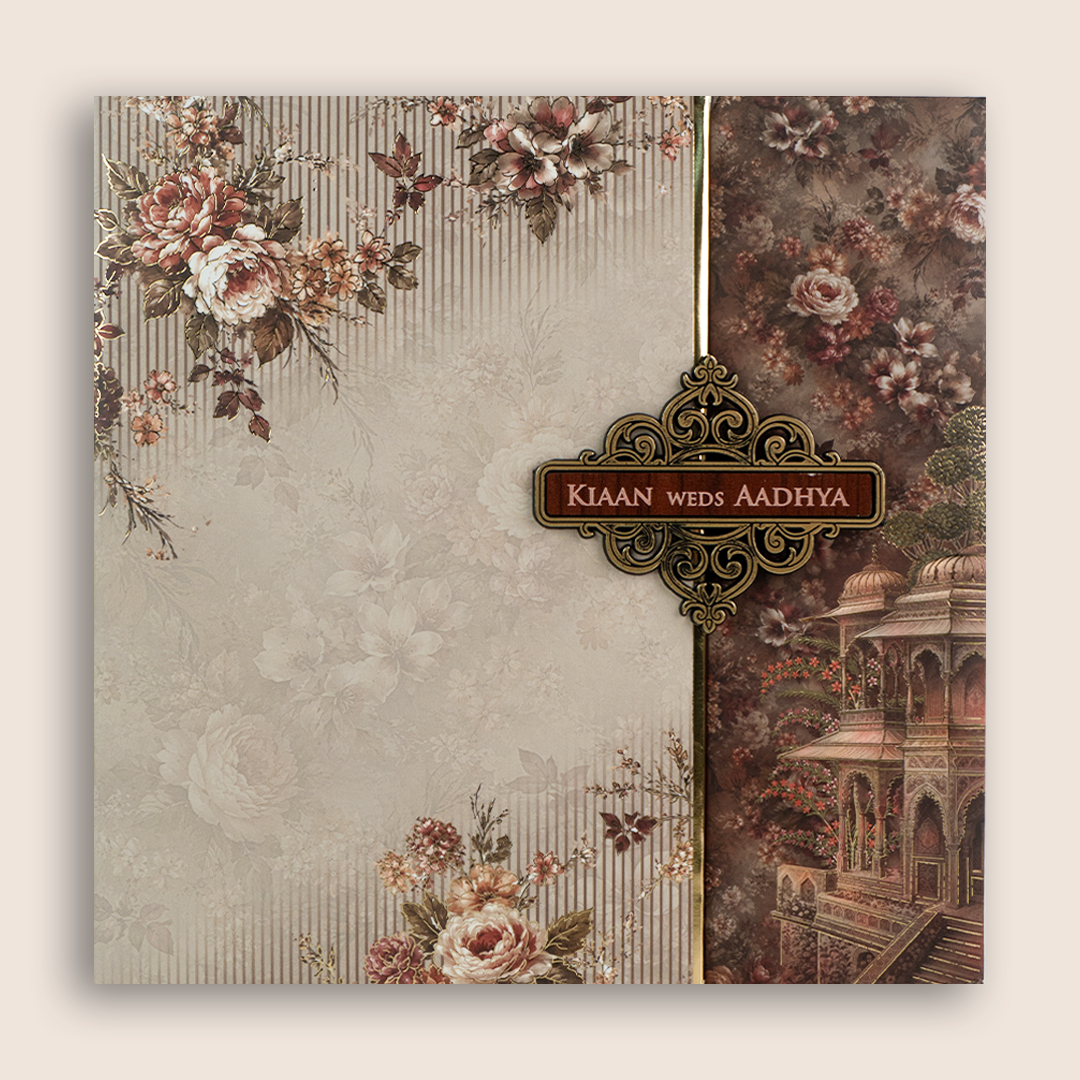 Lavender Floral Padded Door Style Invitation Card - KSH18760