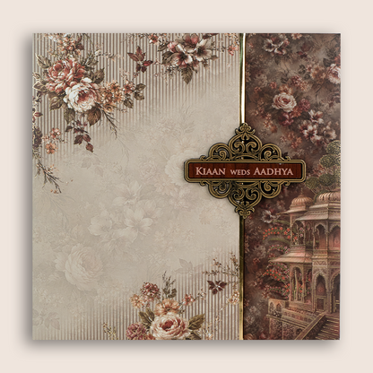 Lavender Floral Padded Door Style Invitation Card - KSH18760