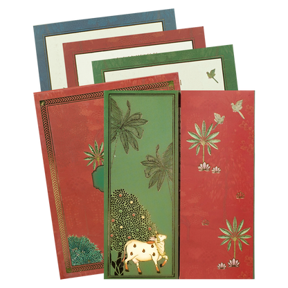 Green Red Cow Palm Padded Wedding Card-KBM05160