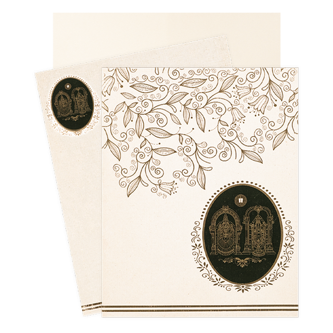 White Traditional Floral Wedding Card-KNK4544