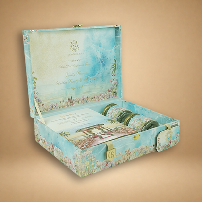 Blue Premium Bride Groom Luxury Invitation Box - KNLW202551