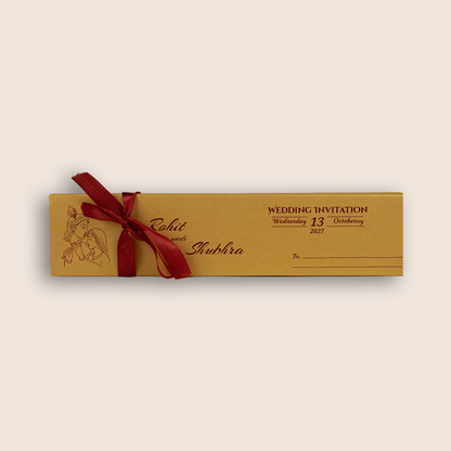 Gold Radha Krishna Scroll Box Invitation Card - KJPS2910