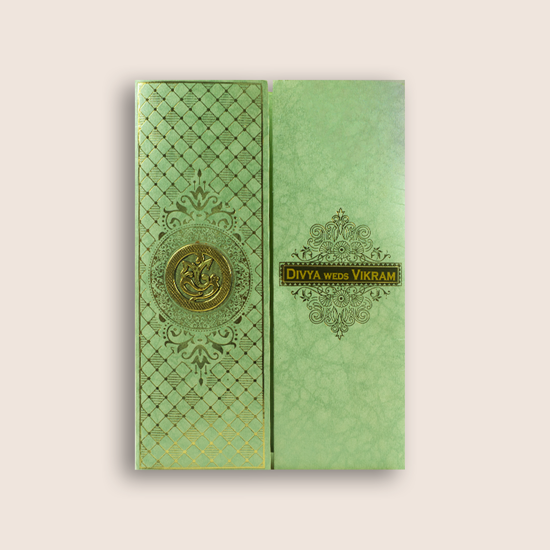 Green Door Style Wedding Card-KNKR040N