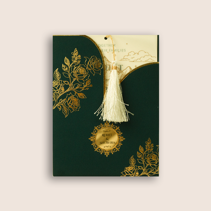 Teal Green Floral Laser Cut Invitation Card - KJP25160