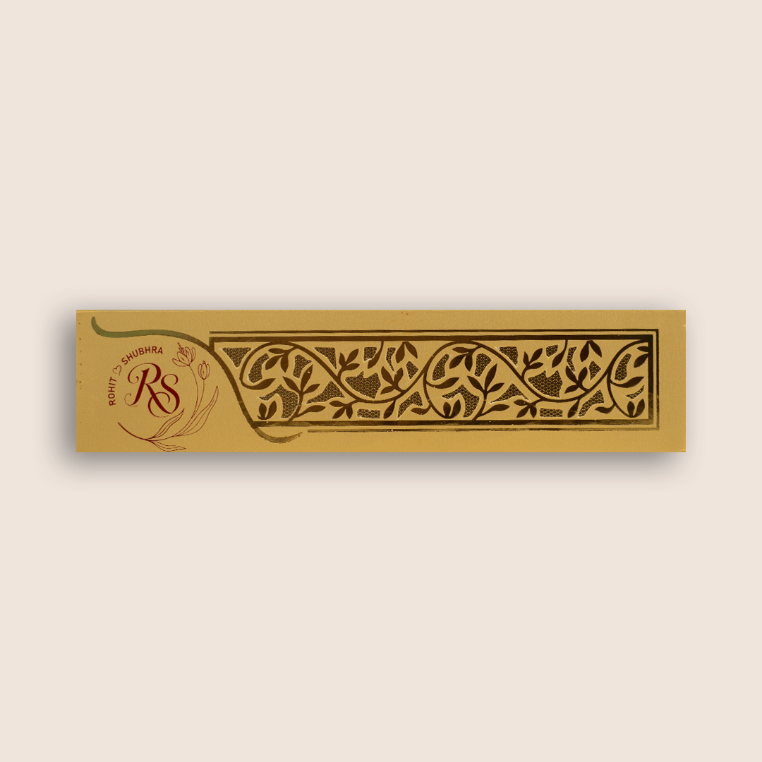 Gold Foil Laser Cut Floral Scroll Box - KJPS2912